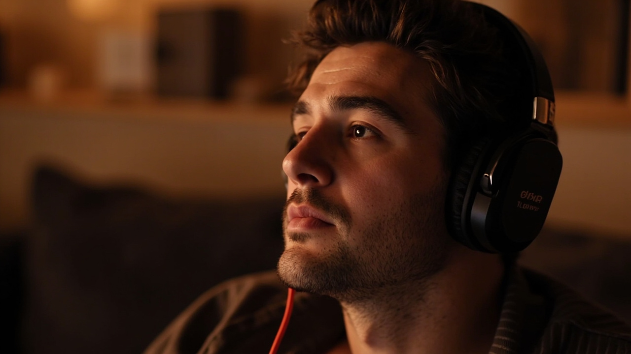 Beoplay H100 in Infinite Black and Sennheiser HDB 630 in dark gray, both displayed on a wood desk with a hi-res DAP and a USB-C dongle visible in the foreground, soft window light from the left