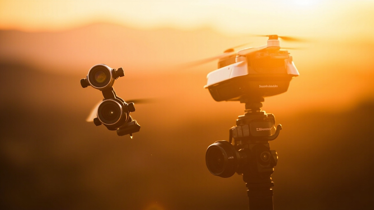 DJI Avata 360 with DJI Goggles 3 next to DJI Mavic 4 Pro with DJI RC Pro 2 on a desk, showing two different controller philosophies