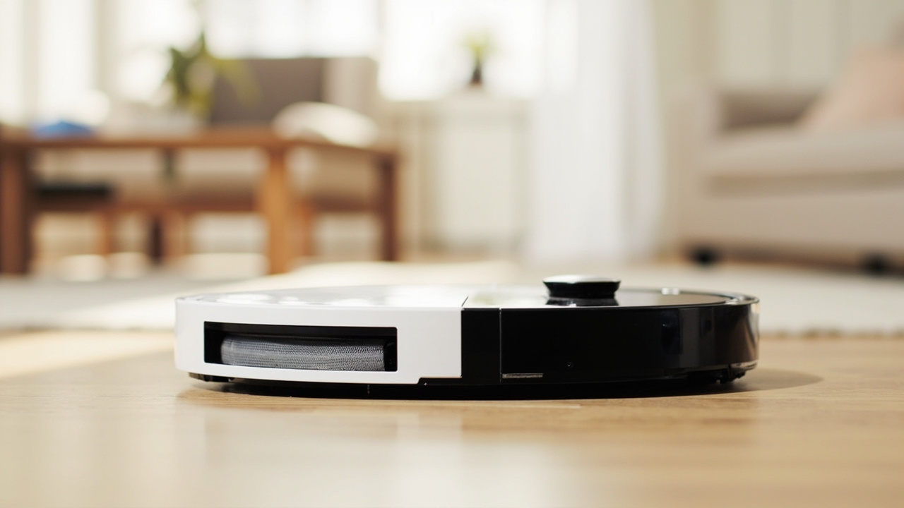 Dreame Aqua10 Ultra Roller and Roborock Qrevo CurvX side by side under a modern TV stand