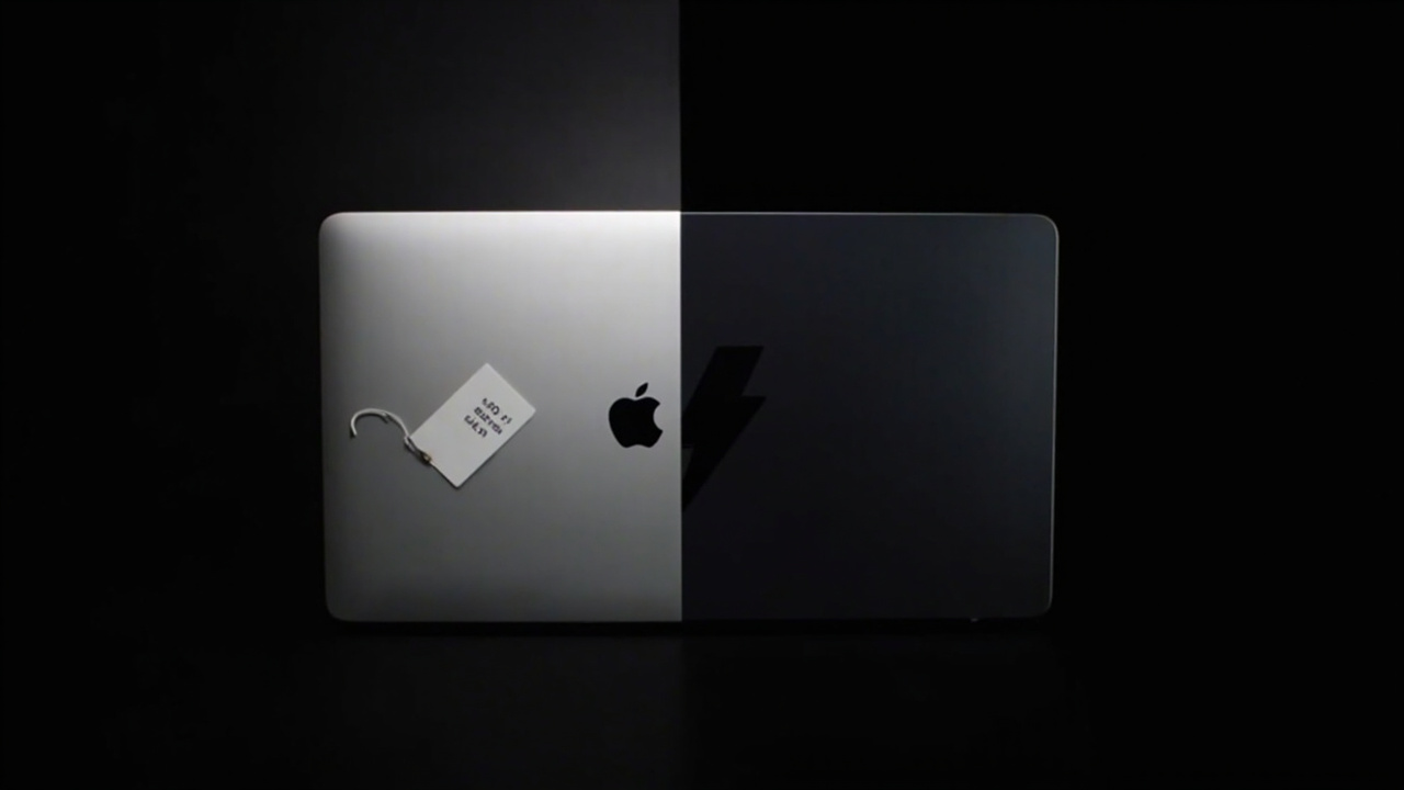 Verdict split screen: M5 Pro on left as the value pick with price tag, M5 Max on right as the power pick with extreme workload badge