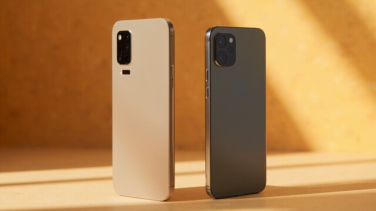 Final verdict: OnePlus 15 in Sand Storm and Vivo X300 Ultra, side-by-side on a desk, soft daylight
