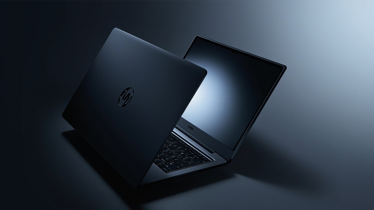 Razer Blade 16 (2026) and MacBook Pro 16 (M5 Pro) placed side by side on a clean dark desk, OLED and mini-LED screens facing the camera