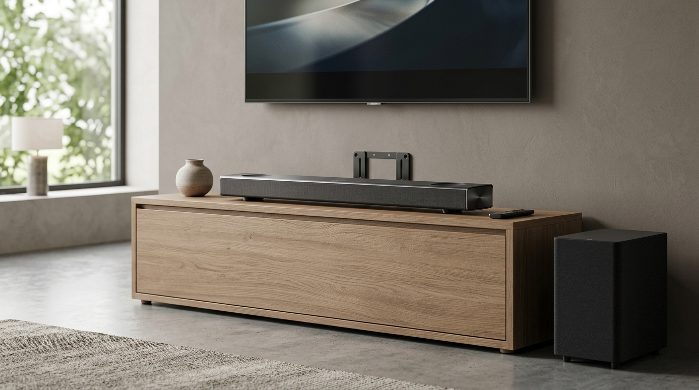 Final verdict visual: Sonos Arc Ultra as the single-cabinet value pick, JBL Bar 1300X as the all-in-one surround pick, both displayed in a moody home-theater side-by-side shot with no text or numbers visible