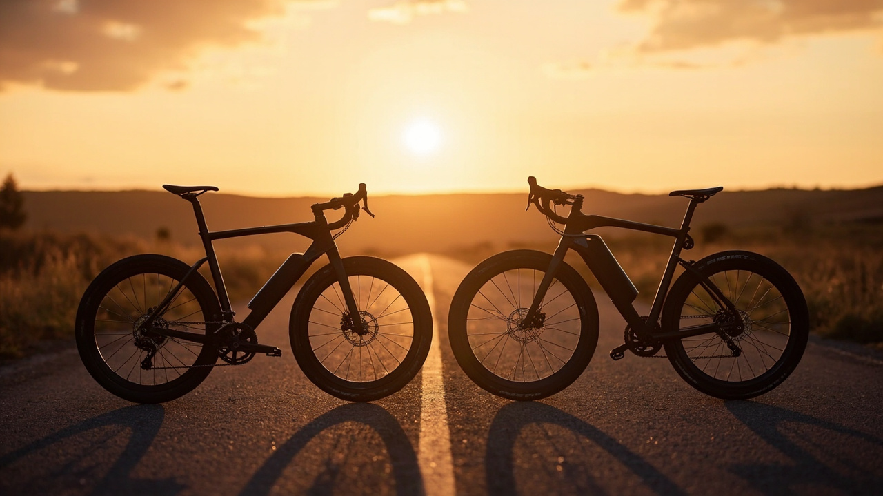 Specialized Turbo Creo 2 Expert and Trek Domane+ SLR 7 parked side by side on a country road