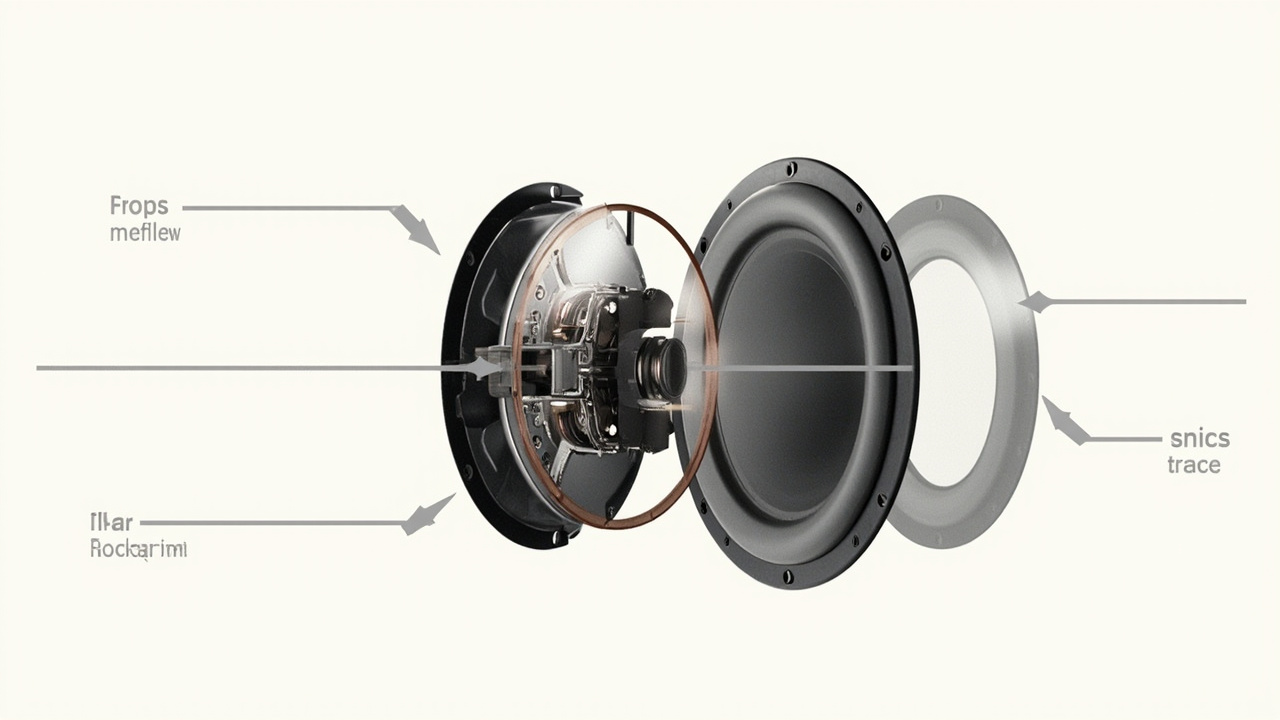 Build quality infographic: split-screen showing SVS SB-2000 Pro on the left (highlighting 12-inch driver, 550W RMS amp, 5-year warranty, MDF cabinet) and KEF KC62 on the right (highlighting dual 6.5-inch force-canceling drivers, 1,000W RMS amp, extruded aluminum cabinet, 2-year warranty), minimalist layout, no text, no logos, no brand names visible