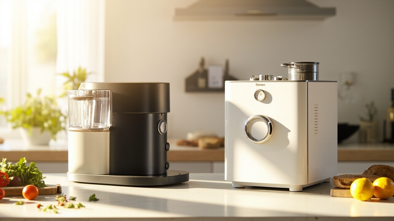 Thermomix TM7 and TM6 side by side on a modern kitchen counter